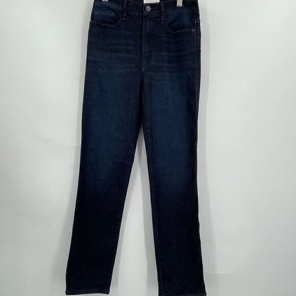 Frame Black Le Sylvie Washed Woven High Straight Denim Jeans Size 27 - Picture 1 of 10